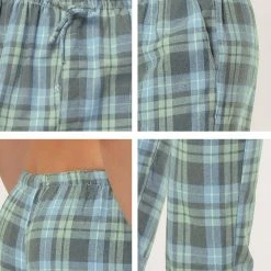 Allegra K Men's Flannel Plaids Pajamas Pants Drawstring Sleepwear Pjs Pants With Pockets