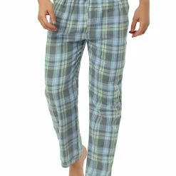 Allegra K Men's Flannel Plaids Pajamas Pants Drawstring Sleepwear Pjs Pants With Pockets