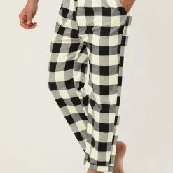 Allegra K Men's Flannel Plaids Pajamas Pants Drawstring Sleepwear Pjs Pants With Pockets