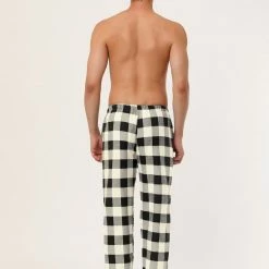 Allegra K Men's Flannel Plaids Pajamas Pants Drawstring Sleepwear Pjs Pants With Pockets
