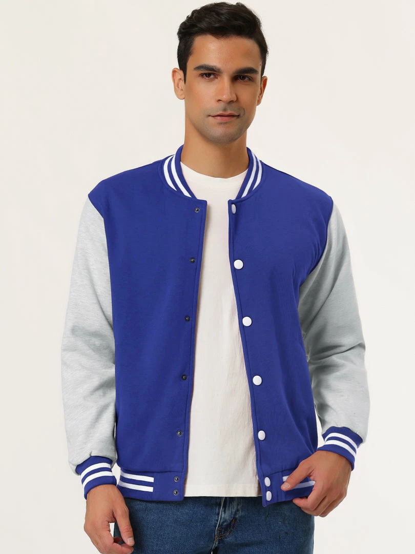 Allegra K Men's Varsity Baseball Jacket Button Down Classic Color Block Sport Bomber Jackets 53 Allegra K Men's Varsity Baseball Jacket Button Down Classic Color Block Sport Bomber Jackets