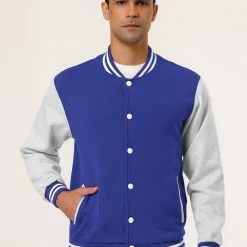 Allegra K Men's Varsity Baseball Jacket Button Down Classic Color Block Sport Bomber Jackets 114 Allegra K Men's Varsity Baseball Jacket Button Down Classic Color Block Sport Bomber Jackets