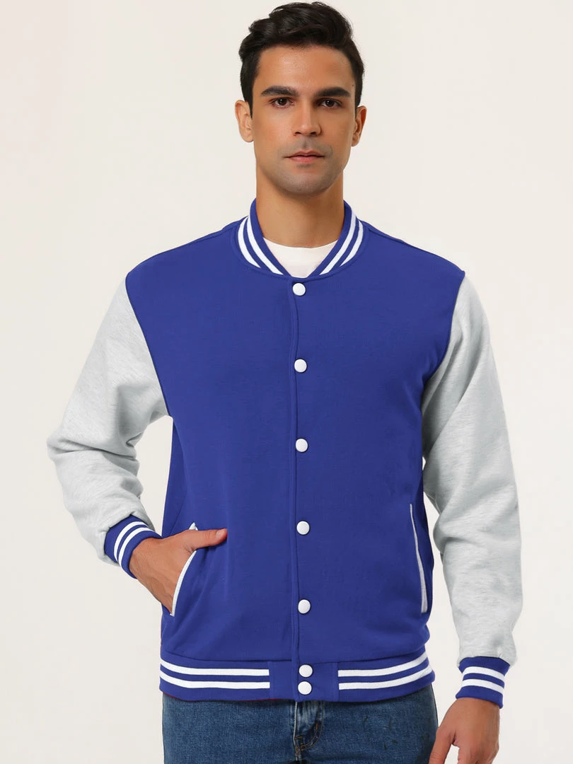 Allegra K Men's Varsity Baseball Jacket Button Down Classic Color Block Sport Bomber Jackets 54 Allegra K Men's Varsity Baseball Jacket Button Down Classic Color Block Sport Bomber Jackets
