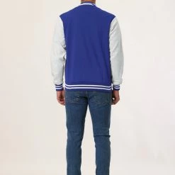 Allegra K Men's Varsity Baseball Jacket Button Down Classic Color Block Sport Bomber Jackets 116 Allegra K Men's Varsity Baseball Jacket Button Down Classic Color Block Sport Bomber Jackets