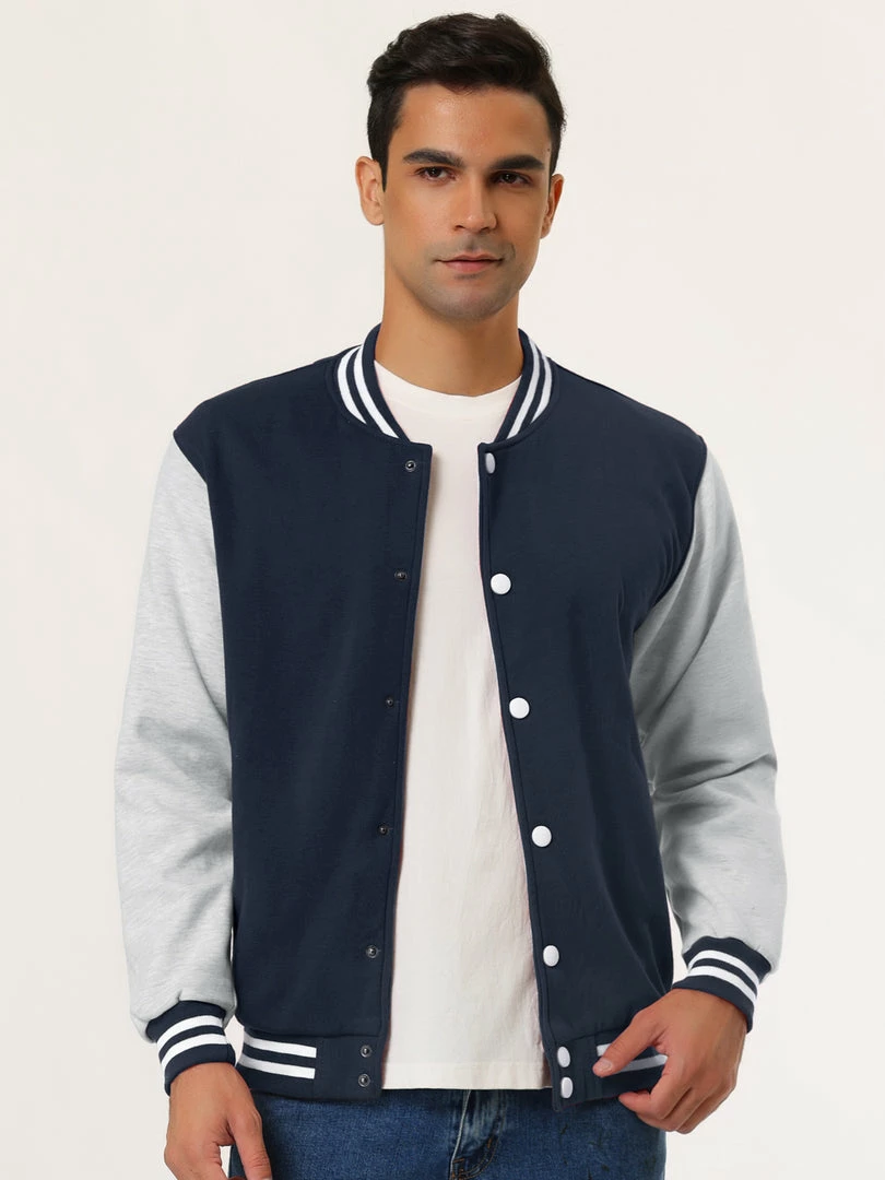 Allegra K Men's Varsity Baseball Jacket Button Down Classic Color Block Sport Bomber Jackets 17 Allegra K Men's Varsity Baseball Jacket Button Down Classic Color Block Sport Bomber Jackets