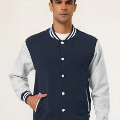 Allegra K Men's Varsity Baseball Jacket Button Down Classic Color Block Sport Bomber Jackets 78 Allegra K Men's Varsity Baseball Jacket Button Down Classic Color Block Sport Bomber Jackets