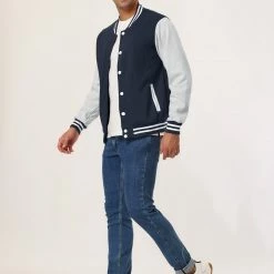 Allegra K Men's Varsity Baseball Jacket Button Down Classic Color Block Sport Bomber Jackets 79 Allegra K Men's Varsity Baseball Jacket Button Down Classic Color Block Sport Bomber Jackets