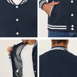 Allegra K Men's Varsity Baseball Jacket Button Down Classic Color Block Sport Bomber Jackets 81 Allegra K Men's Varsity Baseball Jacket Button Down Classic Color Block Sport Bomber Jackets