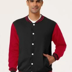 Allegra K Men's Varsity Baseball Jacket Button Down Classic Color Block Sport Bomber Jackets 65 Allegra K Men's Varsity Baseball Jacket Button Down Classic Color Block Sport Bomber Jackets