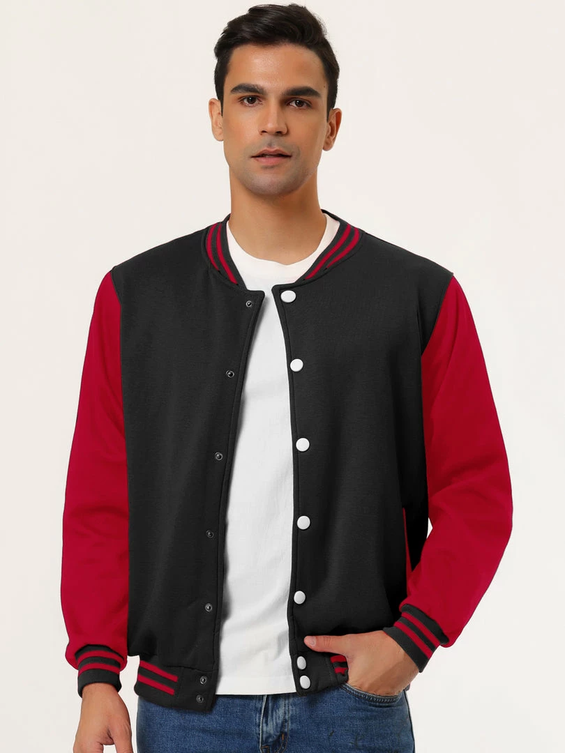 Allegra K Men's Varsity Baseball Jacket Button Down Classic Color Block Sport Bomber Jackets 6 Allegra K Men's Varsity Baseball Jacket Button Down Classic Color Block Sport Bomber Jackets