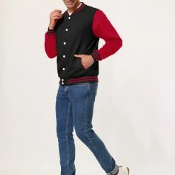 Allegra K Men's Varsity Baseball Jacket Button Down Classic Color Block Sport Bomber Jackets 67 Allegra K Men's Varsity Baseball Jacket Button Down Classic Color Block Sport Bomber Jackets