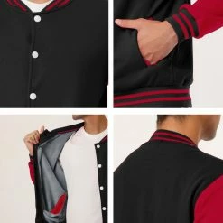 Allegra K Men's Varsity Baseball Jacket Button Down Classic Color Block Sport Bomber Jackets 69 Allegra K Men's Varsity Baseball Jacket Button Down Classic Color Block Sport Bomber Jackets