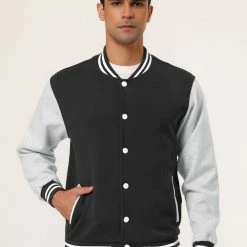 Allegra K Men's Varsity Baseball Jacket Button Down Classic Color Block Sport Bomber Jackets 72 Allegra K Men's Varsity Baseball Jacket Button Down Classic Color Block Sport Bomber Jackets