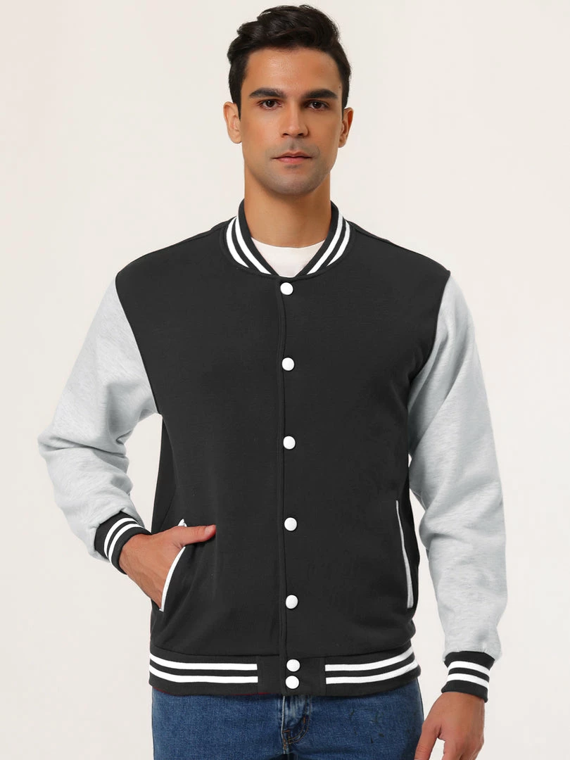 Allegra K Men's Varsity Baseball Jacket Button Down Classic Color Block Sport Bomber Jackets 12 Allegra K Men's Varsity Baseball Jacket Button Down Classic Color Block Sport Bomber Jackets