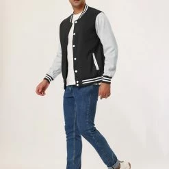 Allegra K Men's Varsity Baseball Jacket Button Down Classic Color Block Sport Bomber Jackets 73 Allegra K Men's Varsity Baseball Jacket Button Down Classic Color Block Sport Bomber Jackets