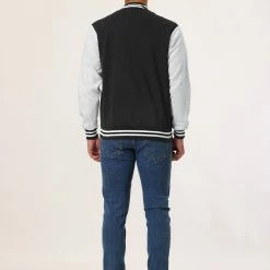 Allegra K Men's Varsity Baseball Jacket Button Down Classic Color Block Sport Bomber Jackets 74 Allegra K Men's Varsity Baseball Jacket Button Down Classic Color Block Sport Bomber Jackets