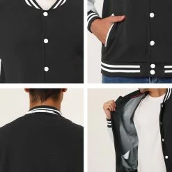 Allegra K Men's Varsity Baseball Jacket Button Down Classic Color Block Sport Bomber Jackets 75 Allegra K Men's Varsity Baseball Jacket Button Down Classic Color Block Sport Bomber Jackets