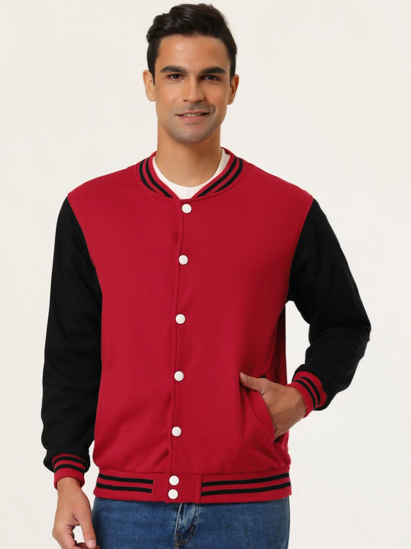 Allegra K Men's Varsity Baseball Jacket Button Down Classic Color Block Sport Bomber Jackets 59 Allegra K Men's Varsity Baseball Jacket Button Down Classic Color Block Sport Bomber Jackets