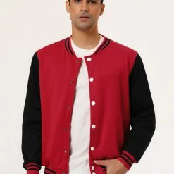 Allegra K Men's Varsity Baseball Jacket Button Down Classic Color Block Sport Bomber Jackets 120 Allegra K Men's Varsity Baseball Jacket Button Down Classic Color Block Sport Bomber Jackets
