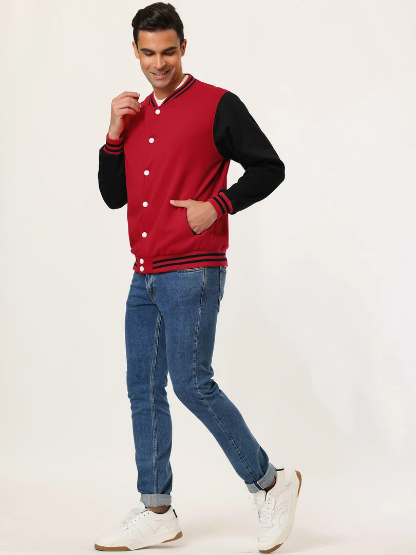 Allegra K Men's Varsity Baseball Jacket Button Down Classic Color Block Sport Bomber Jackets 61 Allegra K Men's Varsity Baseball Jacket Button Down Classic Color Block Sport Bomber Jackets