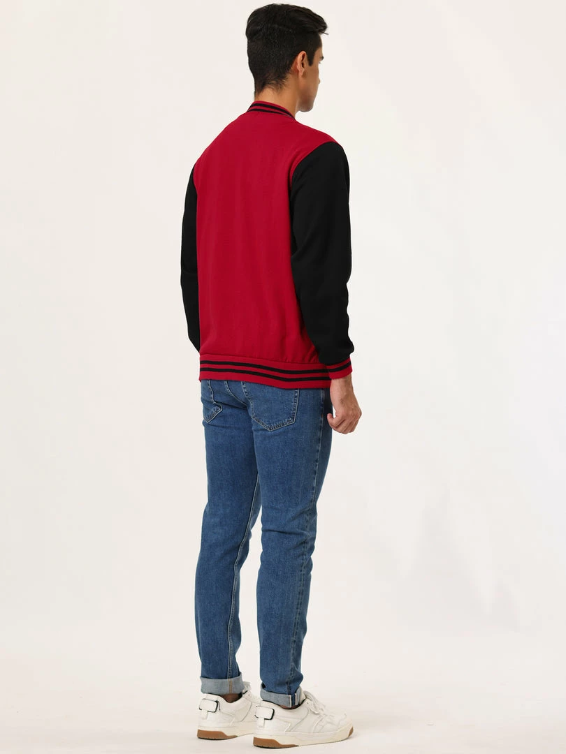 Allegra K Men's Varsity Baseball Jacket Button Down Classic Color Block Sport Bomber Jackets 62 Allegra K Men's Varsity Baseball Jacket Button Down Classic Color Block Sport Bomber Jackets