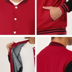 Allegra K Men's Varsity Baseball Jacket Button Down Classic Color Block Sport Bomber Jackets 123 Allegra K Men's Varsity Baseball Jacket Button Down Classic Color Block Sport Bomber Jackets
