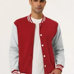 Allegra K Men's Varsity Baseball Jacket Button Down Classic Color Block Sport Bomber Jackets 83 Allegra K Men's Varsity Baseball Jacket Button Down Classic Color Block Sport Bomber Jackets