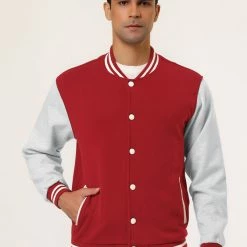 Allegra K Men's Varsity Baseball Jacket Button Down Classic Color Block Sport Bomber Jackets 84 Allegra K Men's Varsity Baseball Jacket Button Down Classic Color Block Sport Bomber Jackets