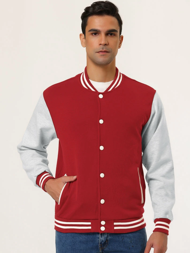 Allegra K Men's Varsity Baseball Jacket Button Down Classic Color Block Sport Bomber Jackets 24 Allegra K Men's Varsity Baseball Jacket Button Down Classic Color Block Sport Bomber Jackets