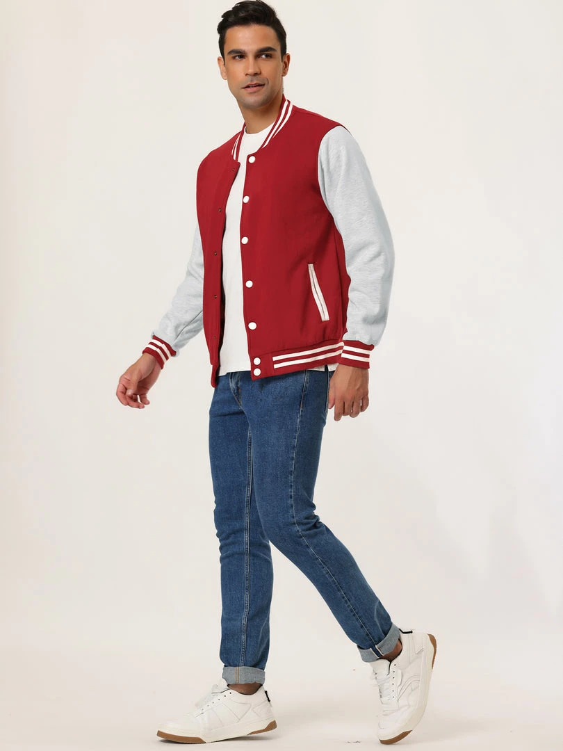 Allegra K Men's Varsity Baseball Jacket Button Down Classic Color Block Sport Bomber Jackets 25 Allegra K Men's Varsity Baseball Jacket Button Down Classic Color Block Sport Bomber Jackets
