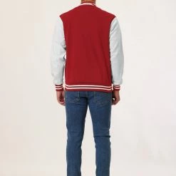 Allegra K Men's Varsity Baseball Jacket Button Down Classic Color Block Sport Bomber Jackets 86 Allegra K Men's Varsity Baseball Jacket Button Down Classic Color Block Sport Bomber Jackets