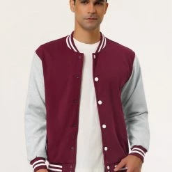 Allegra K Men's Varsity Baseball Jacket Button Down Classic Color Block Sport Bomber Jackets 89 Allegra K Men's Varsity Baseball Jacket Button Down Classic Color Block Sport Bomber Jackets