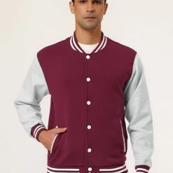 Allegra K Men's Varsity Baseball Jacket Button Down Classic Color Block Sport Bomber Jackets 90 Allegra K Men's Varsity Baseball Jacket Button Down Classic Color Block Sport Bomber Jackets