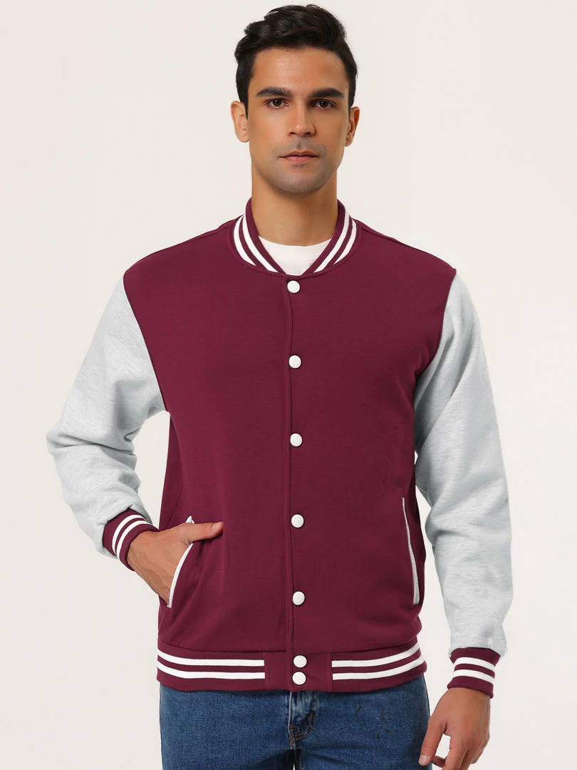 Allegra K Men's Varsity Baseball Jacket Button Down Classic Color Block Sport Bomber Jackets 30 Allegra K Men's Varsity Baseball Jacket Button Down Classic Color Block Sport Bomber Jackets