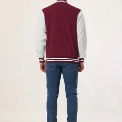 Allegra K Men's Varsity Baseball Jacket Button Down Classic Color Block Sport Bomber Jackets 92 Allegra K Men's Varsity Baseball Jacket Button Down Classic Color Block Sport Bomber Jackets