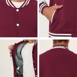 Allegra K Men's Varsity Baseball Jacket Button Down Classic Color Block Sport Bomber Jackets 93 Allegra K Men's Varsity Baseball Jacket Button Down Classic Color Block Sport Bomber Jackets