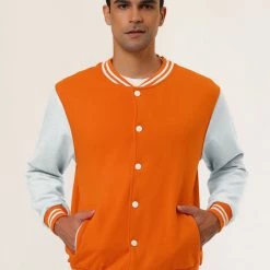 Allegra K Men's Varsity Baseball Jacket Button Down Classic Color Block Sport Bomber Jackets 95 Allegra K Men's Varsity Baseball Jacket Button Down Classic Color Block Sport Bomber Jackets