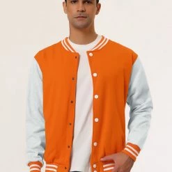 Allegra K Men's Varsity Baseball Jacket Button Down Classic Color Block Sport Bomber Jackets 96 Allegra K Men's Varsity Baseball Jacket Button Down Classic Color Block Sport Bomber Jackets