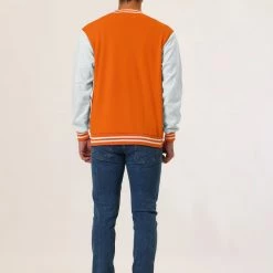 Allegra K Men's Varsity Baseball Jacket Button Down Classic Color Block Sport Bomber Jackets 98 Allegra K Men's Varsity Baseball Jacket Button Down Classic Color Block Sport Bomber Jackets