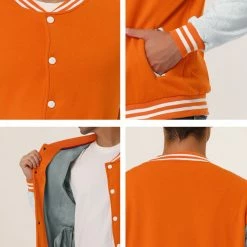 Allegra K Men's Varsity Baseball Jacket Button Down Classic Color Block Sport Bomber Jackets 99 Allegra K Men's Varsity Baseball Jacket Button Down Classic Color Block Sport Bomber Jackets