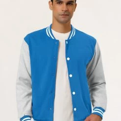 Allegra K Men's Varsity Baseball Jacket Button Down Classic Color Block Sport Bomber Jackets 107 Allegra K Men's Varsity Baseball Jacket Button Down Classic Color Block Sport Bomber Jackets