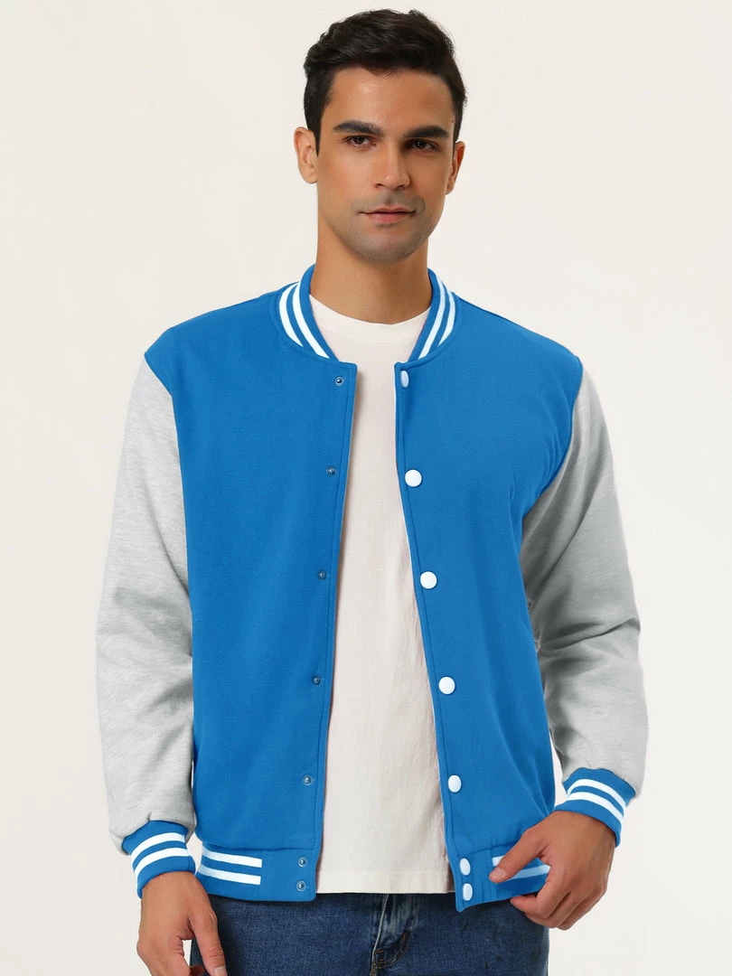 Allegra K Men's Varsity Baseball Jacket Button Down Classic Color Block Sport Bomber Jackets 47 Allegra K Men's Varsity Baseball Jacket Button Down Classic Color Block Sport Bomber Jackets