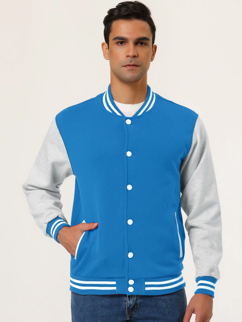 Allegra K Men's Varsity Baseball Jacket Button Down Classic Color Block Sport Bomber Jackets 48 Allegra K Men's Varsity Baseball Jacket Button Down Classic Color Block Sport Bomber Jackets