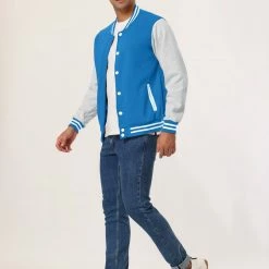 Allegra K Men's Varsity Baseball Jacket Button Down Classic Color Block Sport Bomber Jackets 109 Allegra K Men's Varsity Baseball Jacket Button Down Classic Color Block Sport Bomber Jackets