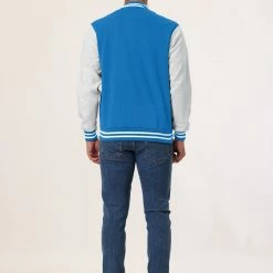 Allegra K Men's Varsity Baseball Jacket Button Down Classic Color Block Sport Bomber Jackets 110 Allegra K Men's Varsity Baseball Jacket Button Down Classic Color Block Sport Bomber Jackets