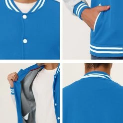 Allegra K Men's Varsity Baseball Jacket Button Down Classic Color Block Sport Bomber Jackets 111 Allegra K Men's Varsity Baseball Jacket Button Down Classic Color Block Sport Bomber Jackets