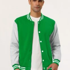 Allegra K Men's Varsity Baseball Jacket Button Down Classic Color Block Sport Bomber Jackets 101 Allegra K Men's Varsity Baseball Jacket Button Down Classic Color Block Sport Bomber Jackets