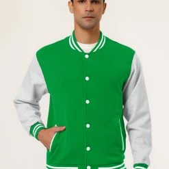 Allegra K Men's Varsity Baseball Jacket Button Down Classic Color Block Sport Bomber Jackets 102 Allegra K Men's Varsity Baseball Jacket Button Down Classic Color Block Sport Bomber Jackets