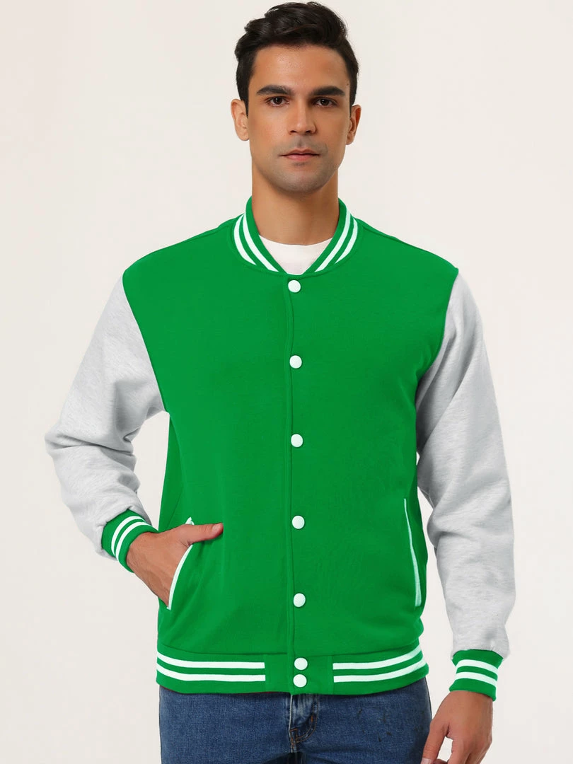 Allegra K Men's Varsity Baseball Jacket Button Down Classic Color Block Sport Bomber Jackets 42 Allegra K Men's Varsity Baseball Jacket Button Down Classic Color Block Sport Bomber Jackets