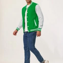 Allegra K Men's Varsity Baseball Jacket Button Down Classic Color Block Sport Bomber Jackets 103 Allegra K Men's Varsity Baseball Jacket Button Down Classic Color Block Sport Bomber Jackets